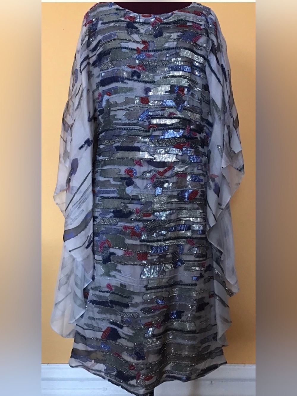 Giorgio Armani beaded embellishment silk dress